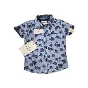 Craft+Flow Voyage Boys 4T Button Up Shirt Palm Trees Vacation NWT $30